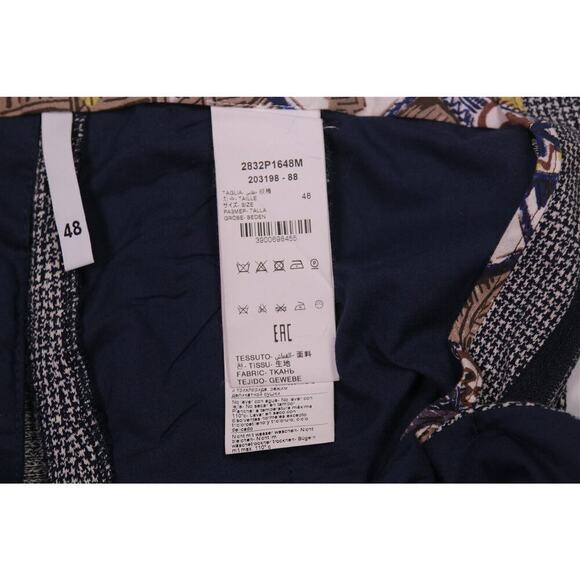 Manuel Ritz Blue/White Knit Woven Cotton Slim Fit Pleated Dress Pants 33x27 - Picture 7 of 9